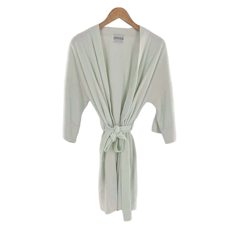 Vintage Tuftees Chenille‎ Robe light aqua color Made in the USA
